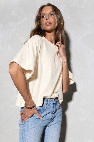 T-shirt Basic Lenoshka Brooklyn / pudełkowy - Waniliowy