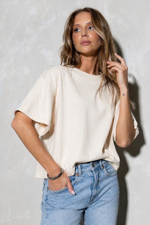 T-shirt Basic Lenoshka Brooklyn / pudełkowy - Kokosowy