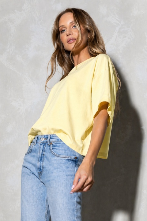 T-shirt Basic Lenoshka Brooklyn / pudełkowy - Żółty
