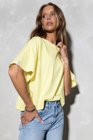 T-shirt Basic Lenoshka Brooklyn / pudełkowy - Żółty