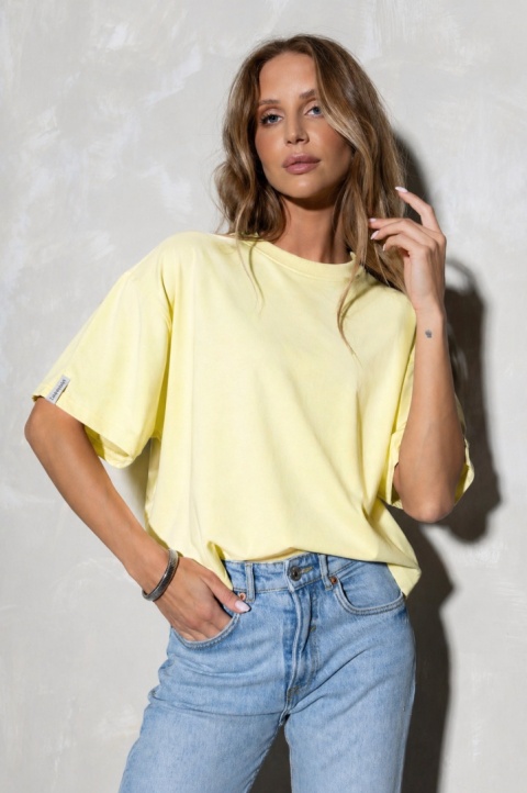 T-shirt Basic Lenoshka Brooklyn / pudełkowy - Żółty