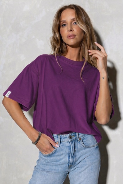 T-shirt Basic Lenoshka Brooklyn / pudełkowy - Śliwka