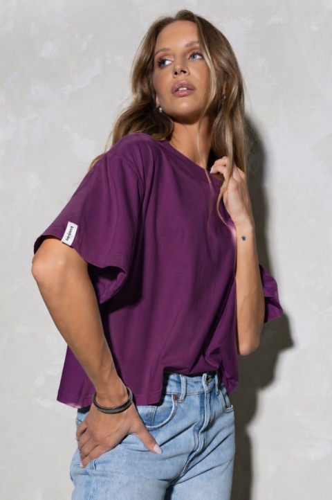 T-shirt Basic Lenoshka Brooklyn / pudełkowy - Śliwka
