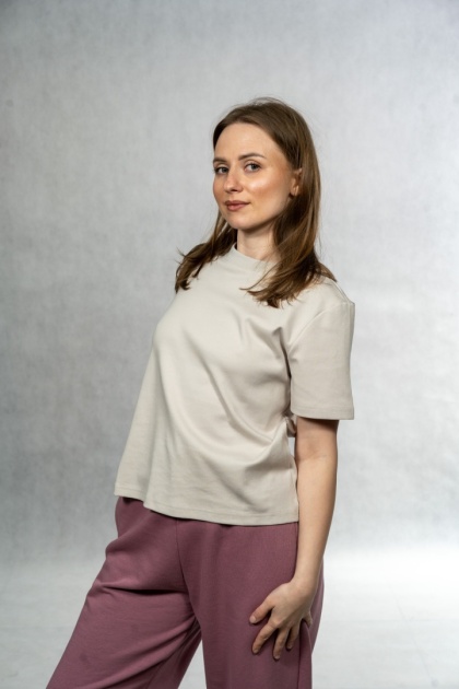 T-shirt basic MyStar - Beżowy