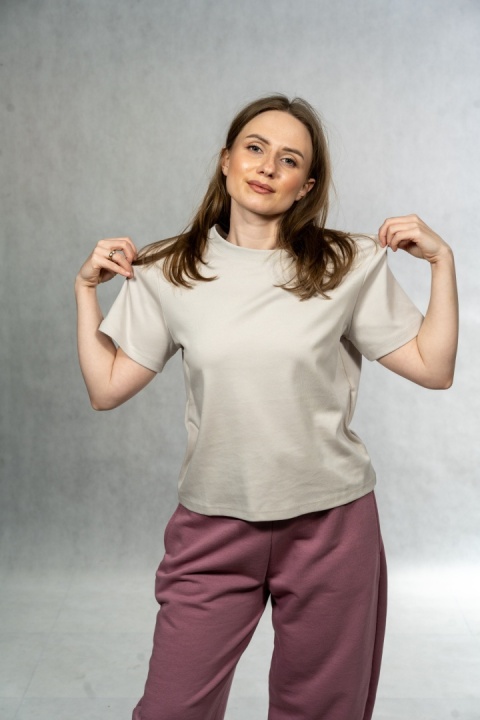 T-shirt basic MyStar - Beżowy