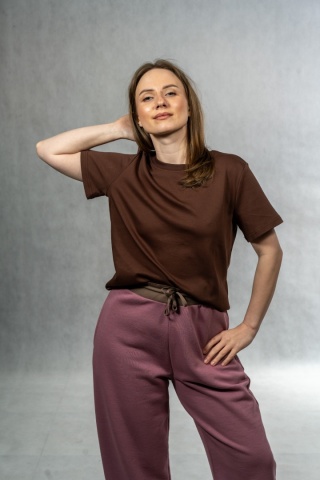 T-shirt basic MyStar - Czekoladowy
