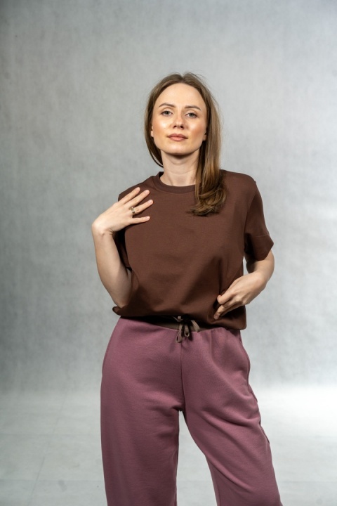 T-shirt basic MyStar - Czekoladowy