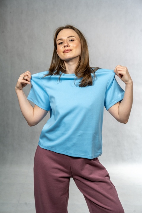 T-shirt basic MyStar - Błękit lodowy