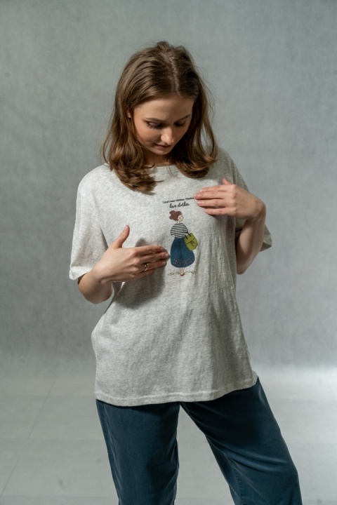 T-shirt damski „Love Clothes” - Szary
