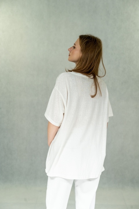 T-shirt damski oversize Mono Portrait - Biały