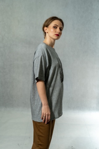 T-shirt damski oversize „Vintage Drive” - Szary