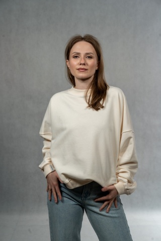 Bluza Basic Short Lenoshka – Butter Cream