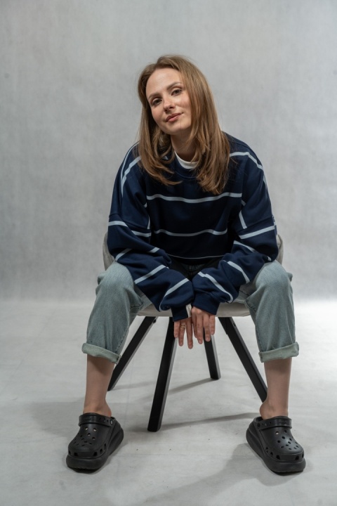 Bluza Relaxing Lenoshka Granatowa w paski Blue