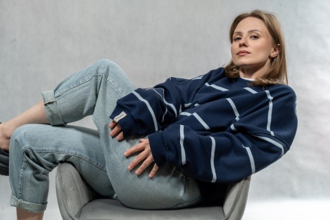 Bluza Relaxing Lenoshka Granatowa w paski Blue