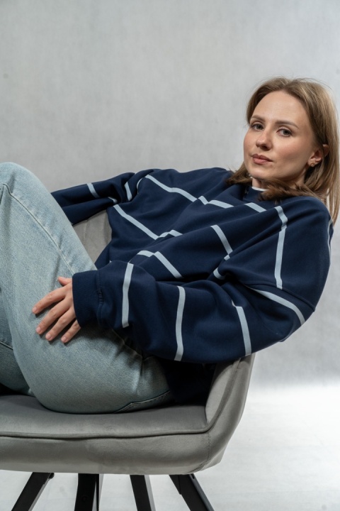 Bluza Relaxing Lenoshka Granatowa w paski Blue