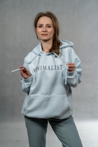 Bluza damska „Minimalist” z kapturem - Baby Blue