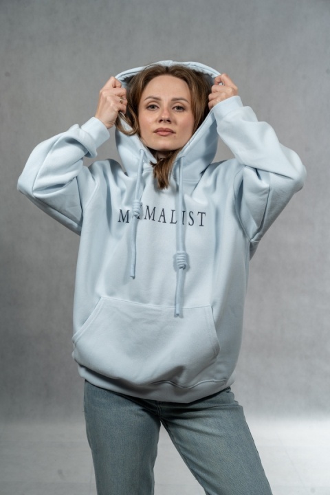 Bluza damska „Minimalist” z kapturem - Baby Blue