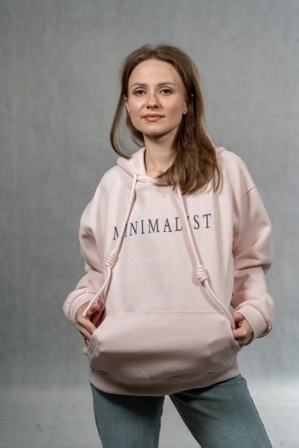 Bluza damska „Minimalist” z kapturem - Pudrowy Róż