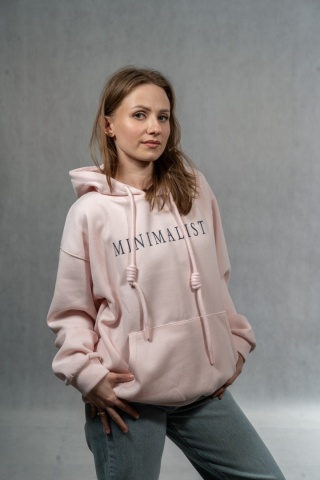 Bluza damska „Minimalist” z kapturem - Pudrowy Róż