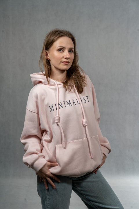Bluza damska „Minimalist” z kapturem - Pudrowy Róż