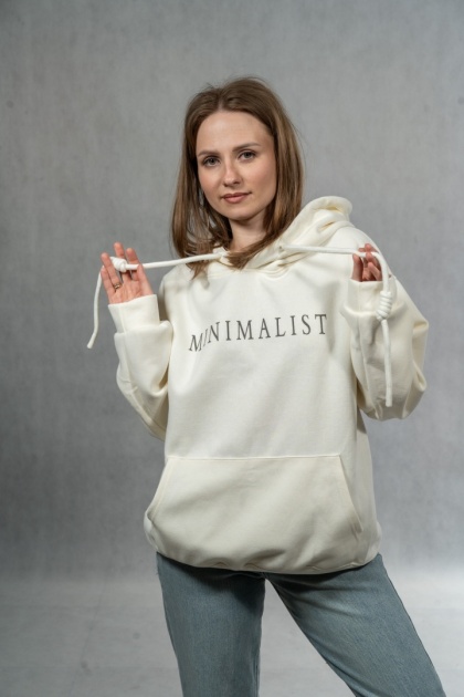 Bluza damska „Minimalist” z kapturem - Śmietankowa