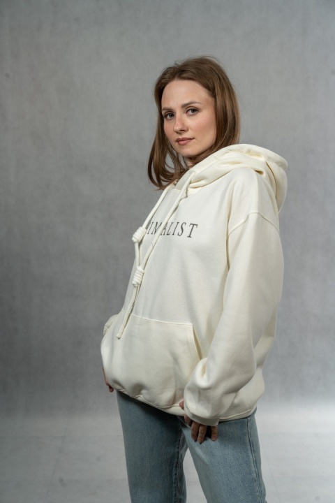 Bluza damska „Minimalist” z kapturem - Śmietankowa