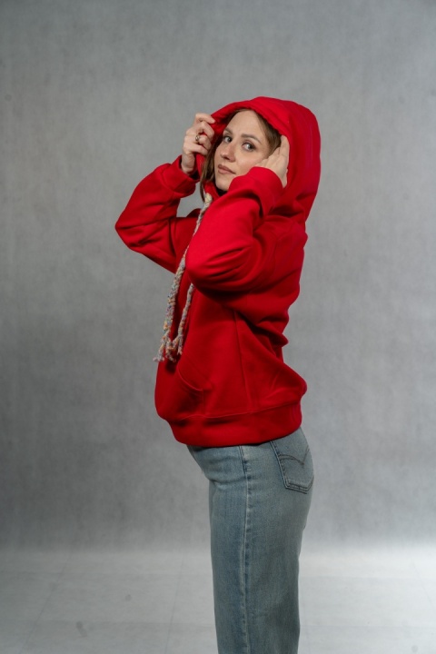 Bluza damska z kapturem Cute Puppy - Czerwona