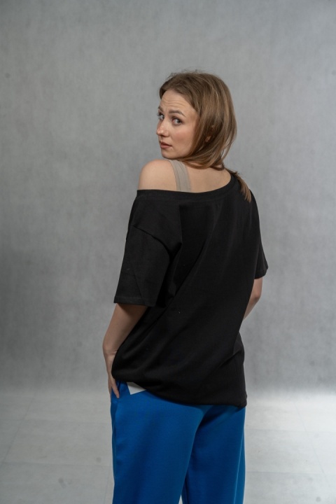 Bluzka damska oversize "Soft Mood" - Czarna