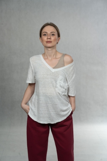 Bluzka lniana oversize WIYA – Biała