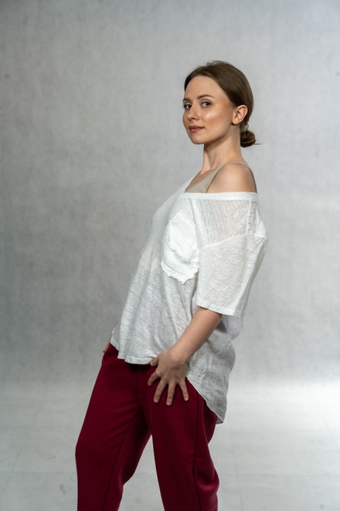 Bluzka lniana oversize WIYA – Biała
