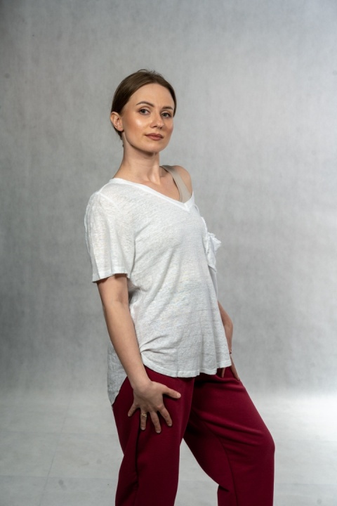 Bluzka lniana oversize WIYA – Biała