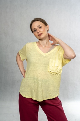 Bluzka lniana oversize WIYA – Żólta