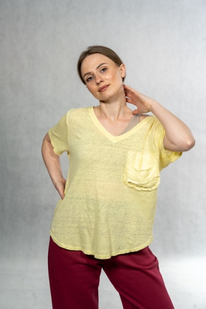 Bluzka lniana oversize WIYA – Żólta