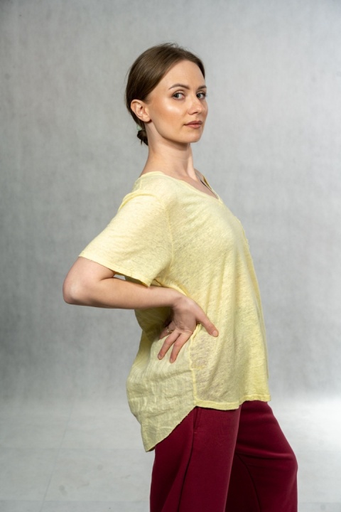 Bluzka lniana oversize WIYA – Żólta