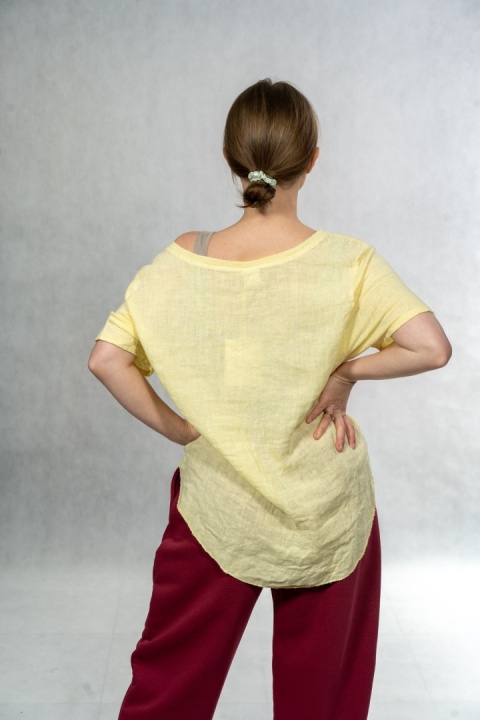Bluzka lniana oversize WIYA – Żólta