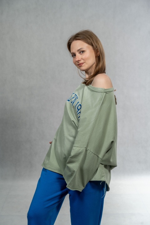 Bluzka oversize „BRKLYN 1989" MUJEA - Oliwka