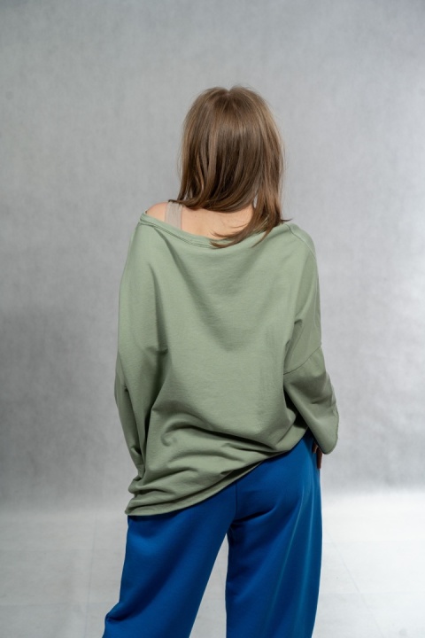 Bluzka oversize „BRKLYN 1989" MUJEA - Oliwka