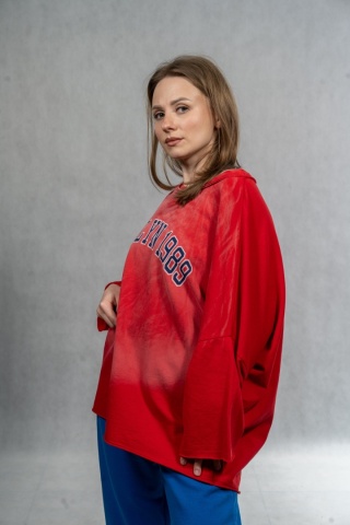 Bluzka oversize „BRKLYN 1989” MUJEA - Czerwona