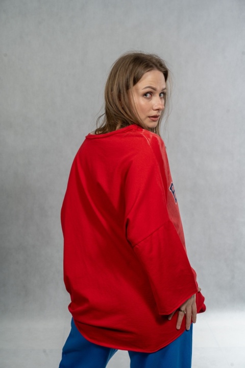 Bluzka oversize „BRKLYN 1989” MUJEA - Czerwona