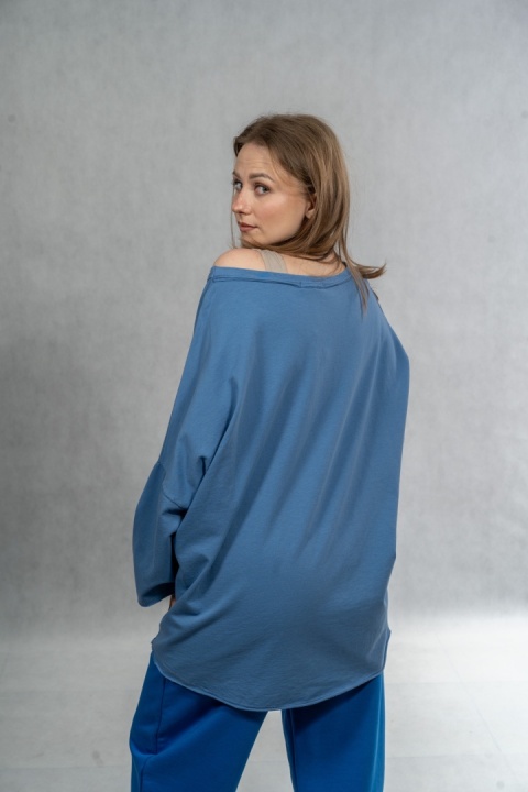 Bluzka oversize „BRKLYN 1989” MUJEA - Dusty Blue