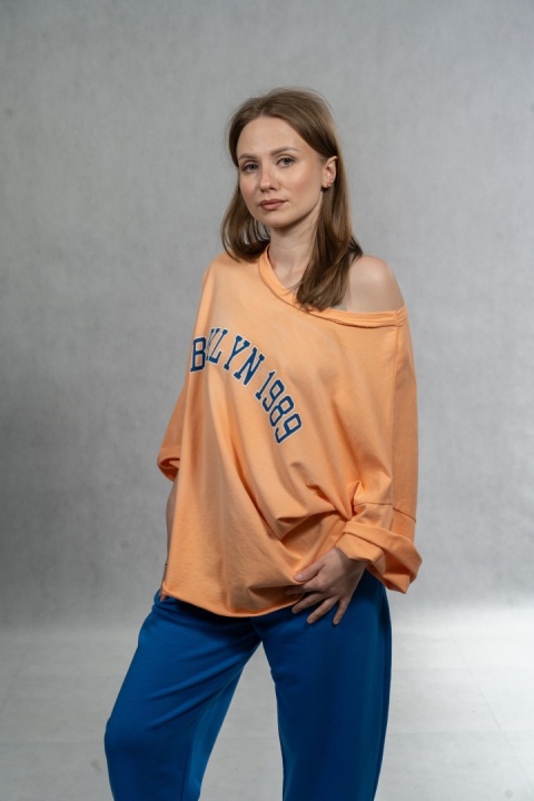 Bluzka oversize „BRKLYN 1989” MUJEA - Pomarańcz