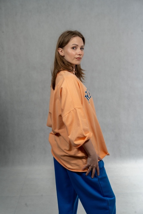 Bluzka oversize „BRKLYN 1989” MUJEA - Pomarańcz