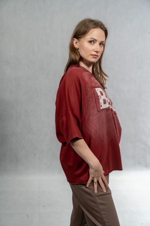 Bluzka oversize Bella - Bordowa