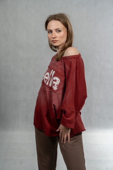 Bluzka oversize Bella - Bordowa
