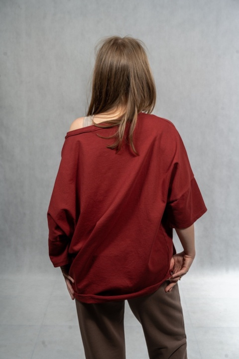 Bluzka oversize Bella - Bordowa