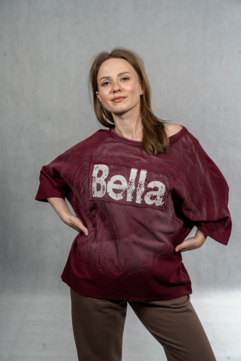 Bluzka oversize Bella - Śliwkowe Bordo