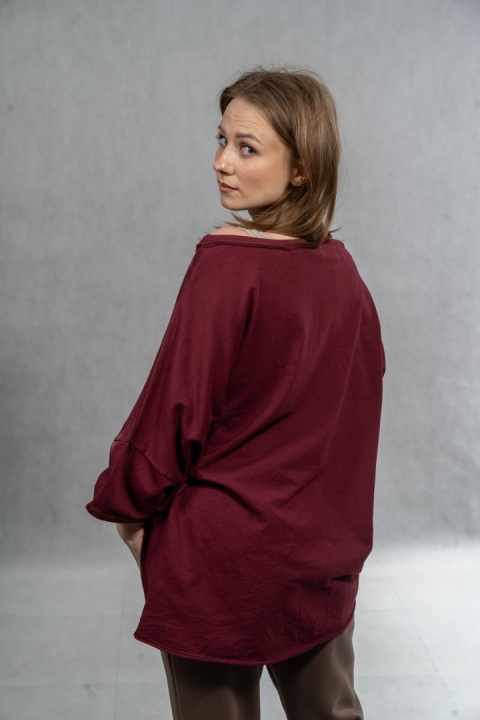Bluzka oversize Bella - Śliwkowe Bordo
