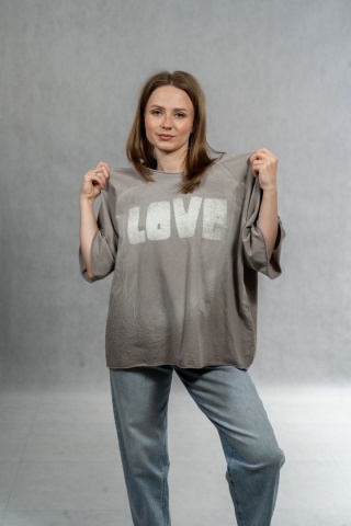 Bluzka oversize „LOVE" - fango