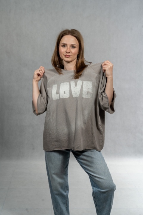 Bluzka oversize „LOVE" - fango