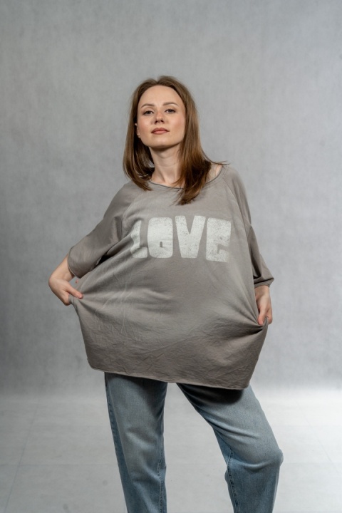 Bluzka oversize „LOVE" - fango